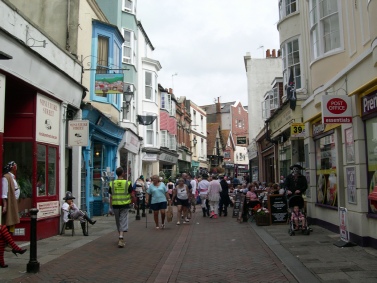 A busy street in Hastings.