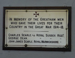 The war memorial in Greatham Church.  